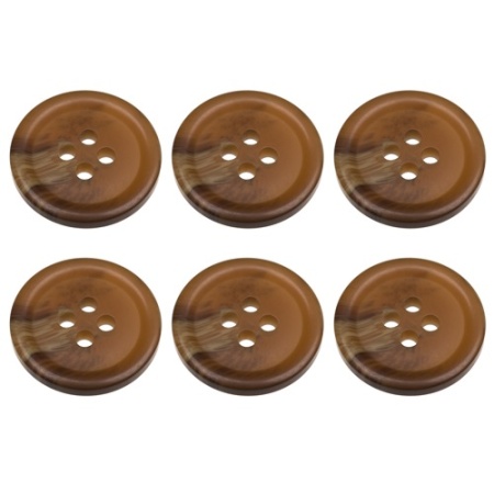 Pack of 6 Dark Brown Mock Horn Buttons 15mm