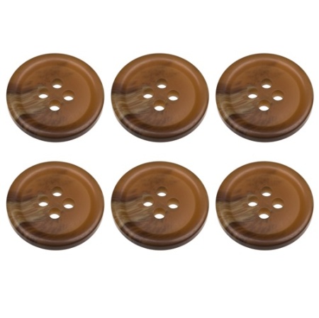 Pack of 6 Dark Brown Mock Horn Buttons 18mm