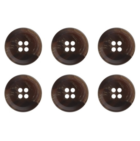 Pack of 6 Dark Brown Mottled Effect Buttons 20mm