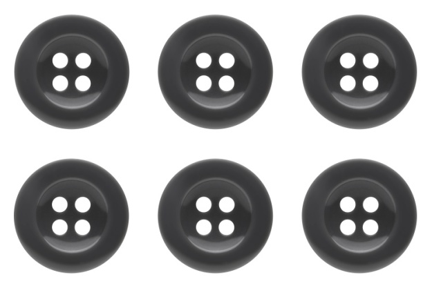 Pack of 6 Grey 17mm Buttons for Trousers with Braces