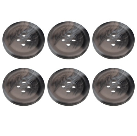 Pack of 6 Grey Mock Horn Buttons 18mm