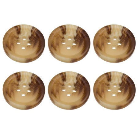 Pack of 6 Light Brown Mock Horn Buttons 15mm