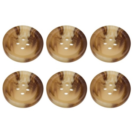 Pack of 6 Light Brown Mock Horn Buttons 18mm