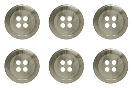 Pack of 6 Light Grey Mock Horn Buttons 18mm