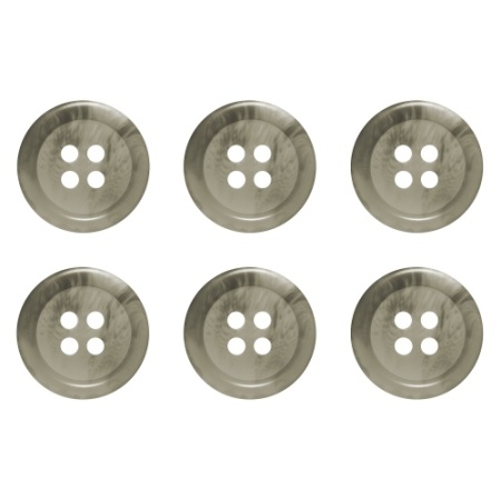 Pack of 6 Light Grey Mock Horn Buttons 18mm