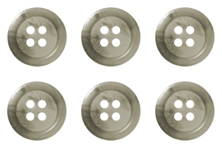 Pack of 6 Light Grey Mock Horn Buttons 15mm