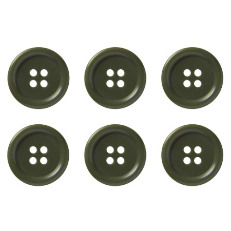 Pack of 6 20mm Olive Green Buttons with 4 Holes