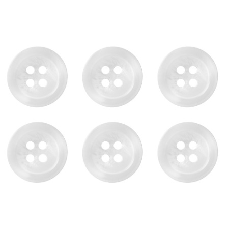 Pack of 6 White Mock Horn Buttons 15mm