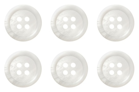 Pack of 6 White Mock Horn Buttons 18mm