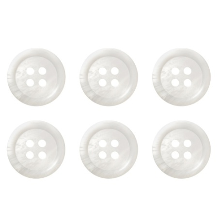 Pack of 6 White Mock Horn Buttons 18mm