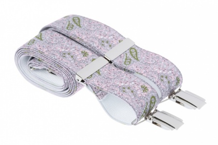 Pink and Green Paisley Trouser Braces