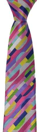 Posh And Dandy Bright Multi Coloured Geometric Shapes Luxury Silk Tie