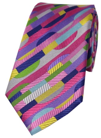 Posh And Dandy Bright Multi Coloured Geometric Shapes Luxury Silk Tie