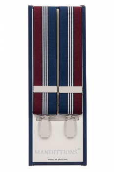 Wine Red, Navy Blue & Green Checked Men's Trouser Braces from Ties Planet UK