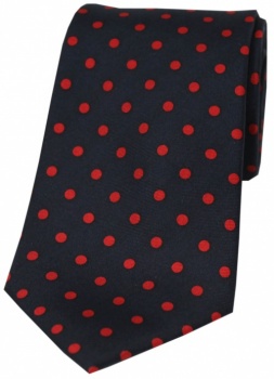 coral and navy tie pin dots