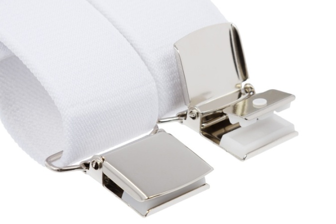 Outlet Non Pristine Plain White Trouser Braces With Large Clips